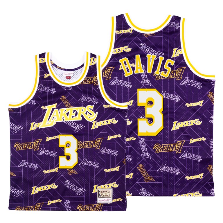 Men's Los Angeles Lakers Anthony Davis #3 NBA Tear Up Pack Hardwood Classics Purple Basketball Jersey ZKF3583CV
